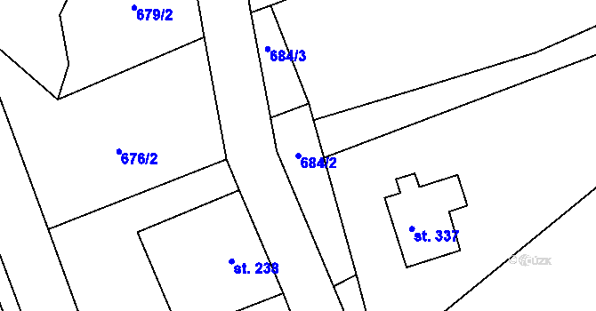 Parcela st. 684/2 v KÚ Telecí, Katastrální mapa