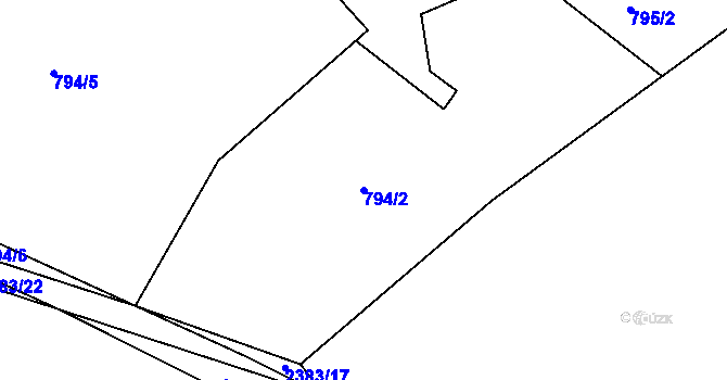 Parcela st. 794/2 v KÚ Telecí, Katastrální mapa