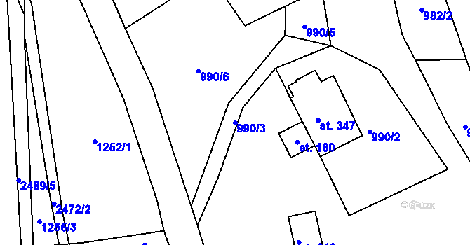Parcela st. 990/3 v KÚ Telecí, Katastrální mapa