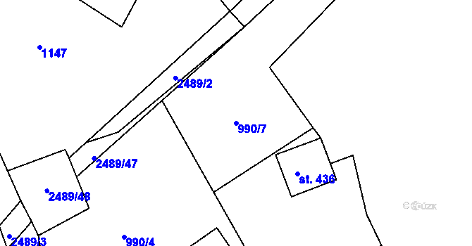 Parcela st. 990/7 v KÚ Telecí, Katastrální mapa