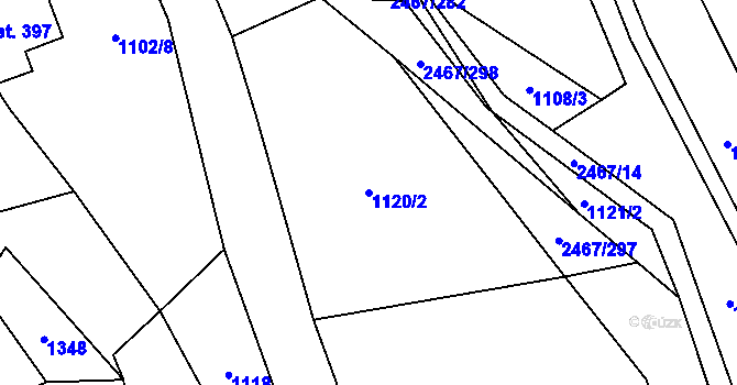 Parcela st. 1120/2 v KÚ Telecí, Katastrální mapa