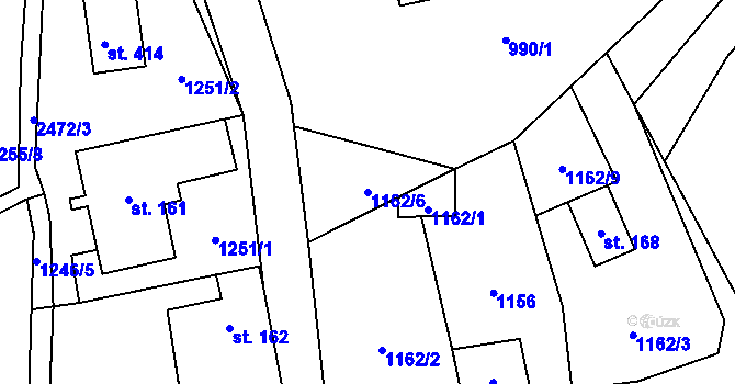 Parcela st. 1162/6 v KÚ Telecí, Katastrální mapa