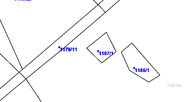 Parcela st. 1187/1 v KÚ Telecí, Katastrální mapa