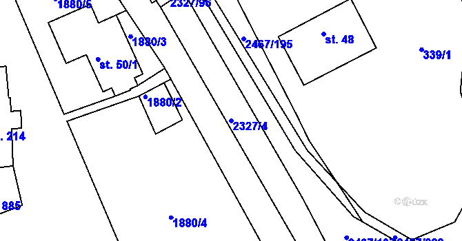 Parcela st. 2327/4 v KÚ Telecí, Katastrální mapa