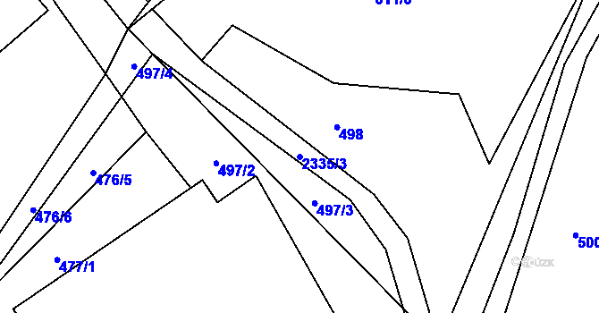Parcela st. 2335/3 v KÚ Telecí, Katastrální mapa