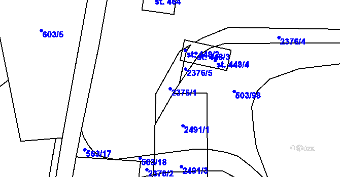 Parcela st. 2376/1 v KÚ Telecí, Katastrální mapa