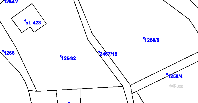 Parcela st. 2467/15 v KÚ Telecí, Katastrální mapa