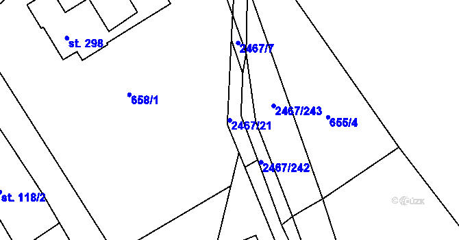 Parcela st. 2467/21 v KÚ Telecí, Katastrální mapa