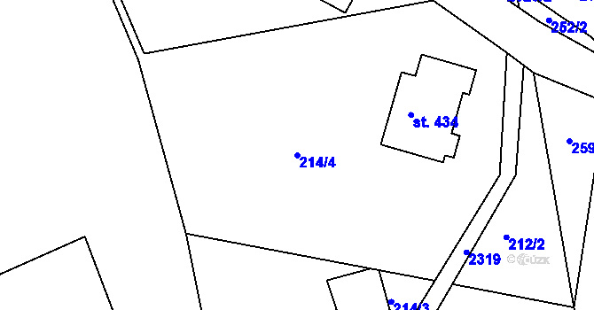 Parcela st. 214/4 v KÚ Telecí, Katastrální mapa