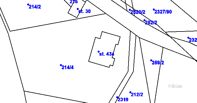 Parcela st. 434 v KÚ Telecí, Katastrální mapa