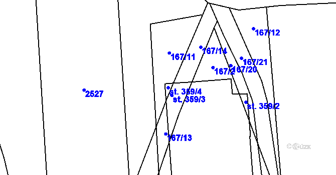 Parcela st. 359/4 v KÚ Telecí, Katastrální mapa