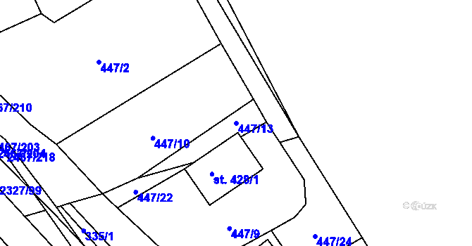 Parcela st. 447/13 v KÚ Telecí, Katastrální mapa