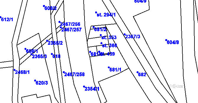 Parcela st. 439 v KÚ Telecí, Katastrální mapa