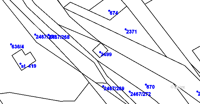 Parcela st. 2499 v KÚ Telecí, Katastrální mapa