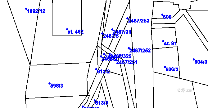 Parcela st. 2467/32 v KÚ Telecí, Katastrální mapa