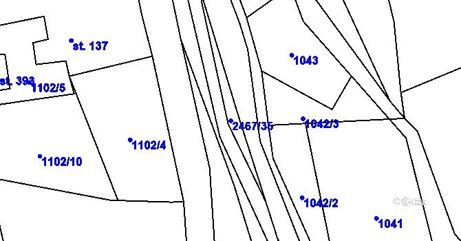 Parcela st. 2467/35 v KÚ Telecí, Katastrální mapa