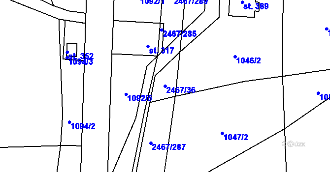 Parcela st. 2467/36 v KÚ Telecí, Katastrální mapa