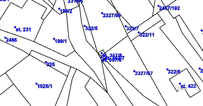 Parcela st. 357/8 v KÚ Telecí, Katastrální mapa