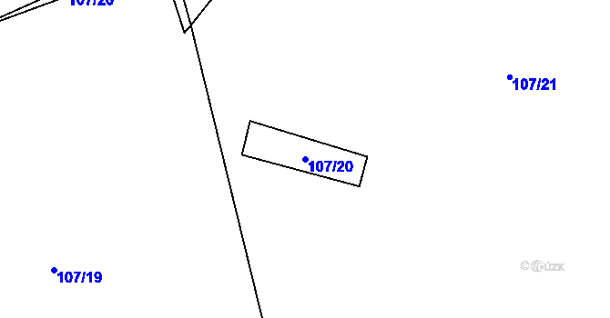 Parcela st. 107/20 v KÚ Telecí, Katastrální mapa