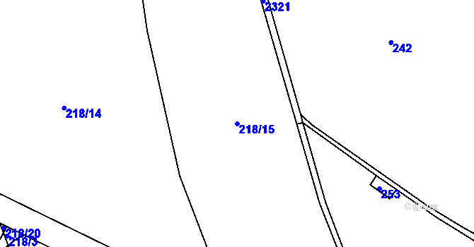 Parcela st. 218/15 v KÚ Telecí, Katastrální mapa