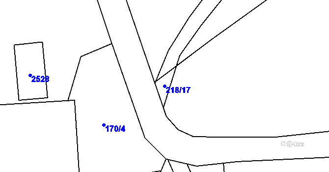 Parcela st. 218/17 v KÚ Telecí, Katastrální mapa