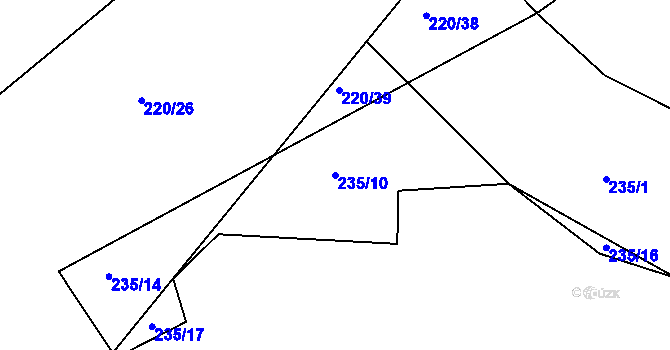 Parcela st. 235/10 v KÚ Telecí, Katastrální mapa