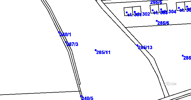 Parcela st. 285/11 v KÚ Telecí, Katastrální mapa