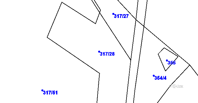 Parcela st. 317/28 v KÚ Telecí, Katastrální mapa