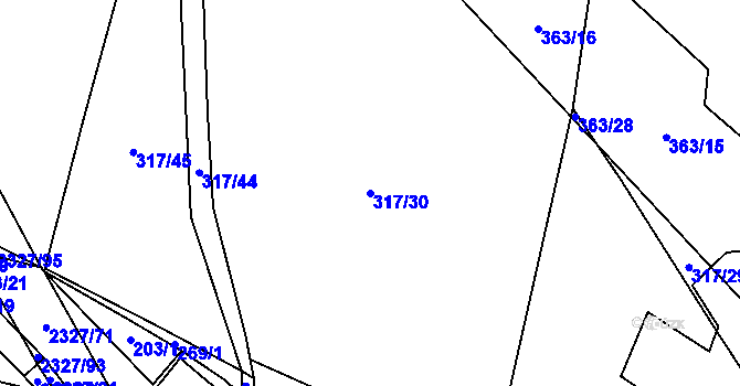Parcela st. 317/30 v KÚ Telecí, Katastrální mapa