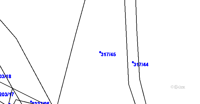 Parcela st. 317/45 v KÚ Telecí, Katastrální mapa