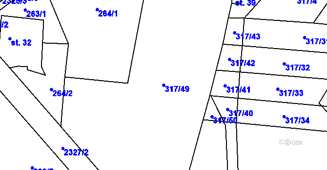 Parcela st. 317/49 v KÚ Telecí, Katastrální mapa