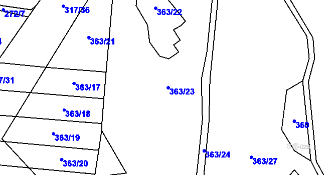 Parcela st. 363/23 v KÚ Telecí, Katastrální mapa