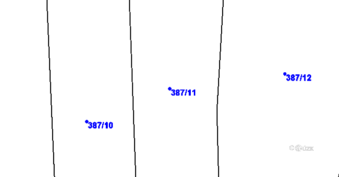 Parcela st. 387/11 v KÚ Telecí, Katastrální mapa