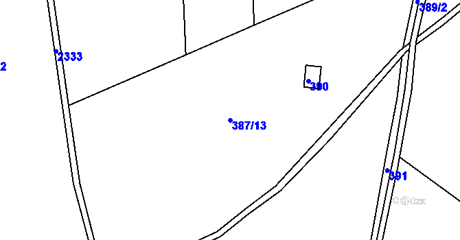 Parcela st. 387/13 v KÚ Telecí, Katastrální mapa