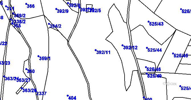 Parcela st. 392/11 v KÚ Telecí, Katastrální mapa