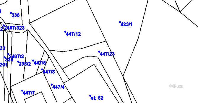 Parcela st. 447/23 v KÚ Telecí, Katastrální mapa