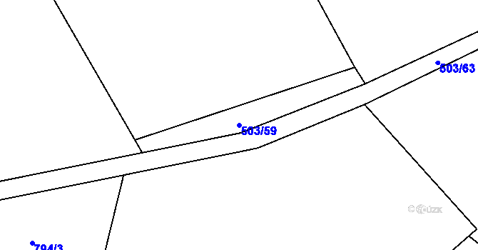 Parcela st. 503/59 v KÚ Telecí, Katastrální mapa