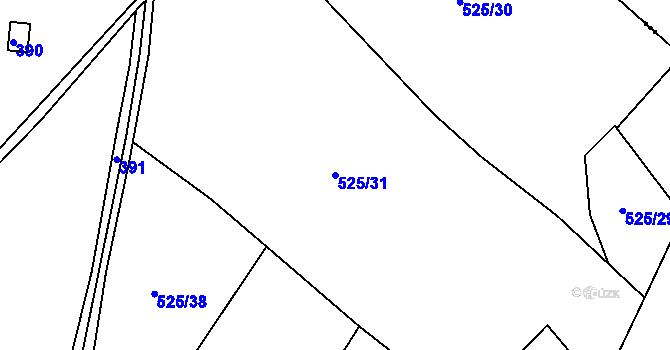 Parcela st. 525/31 v KÚ Telecí, Katastrální mapa