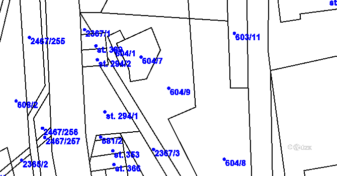Parcela st. 604/9 v KÚ Telecí, Katastrální mapa