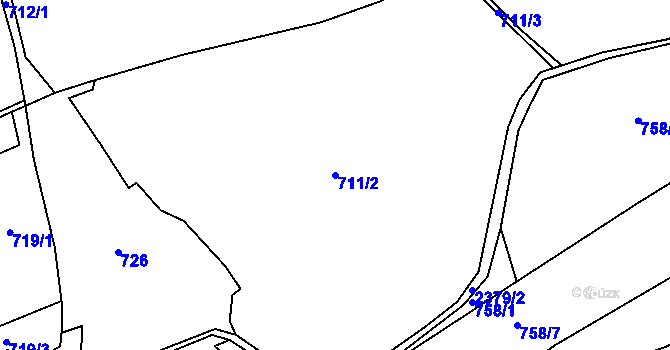 Parcela st. 711/2 v KÚ Telecí, Katastrální mapa