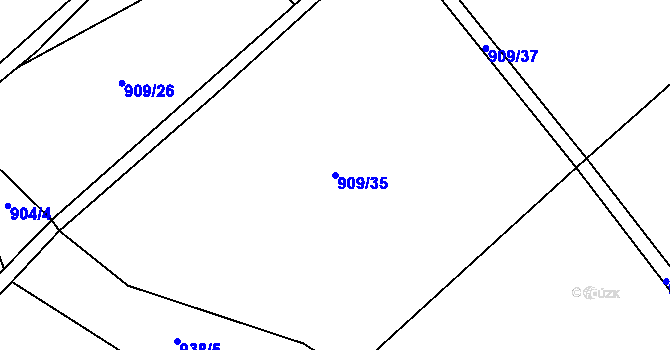 Parcela st. 909/35 v KÚ Telecí, Katastrální mapa