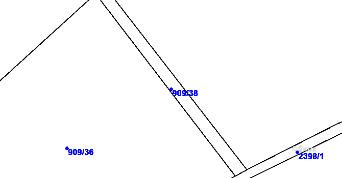 Parcela st. 909/38 v KÚ Telecí, Katastrální mapa