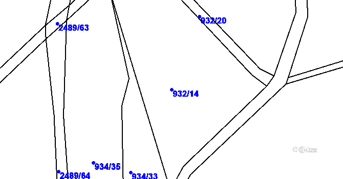 Parcela st. 932/14 v KÚ Telecí, Katastrální mapa