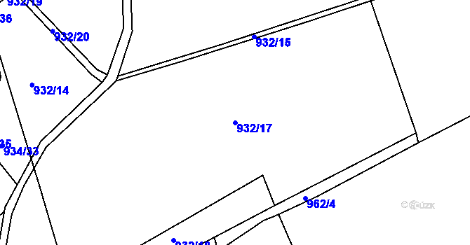 Parcela st. 932/17 v KÚ Telecí, Katastrální mapa