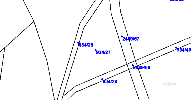 Parcela st. 934/27 v KÚ Telecí, Katastrální mapa