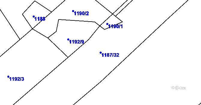 Parcela st. 1187/32 v KÚ Telecí, Katastrální mapa