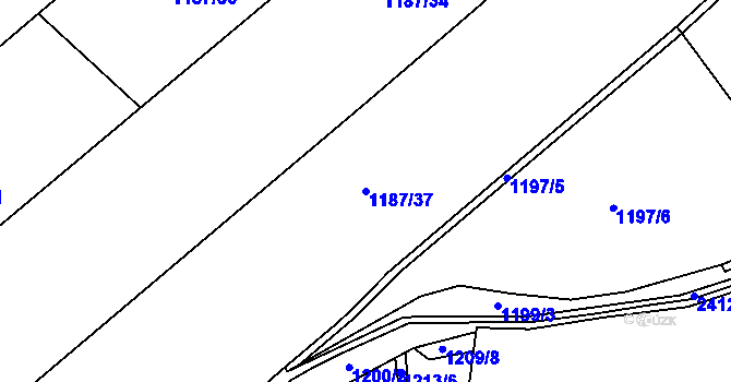 Parcela st. 1187/37 v KÚ Telecí, Katastrální mapa