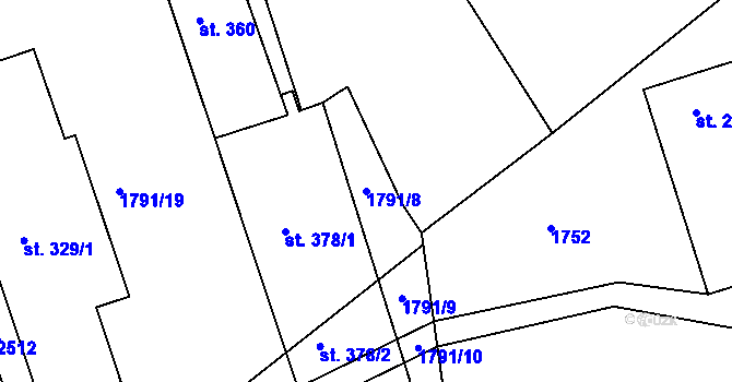 Parcela st. 1791/8 v KÚ Telecí, Katastrální mapa