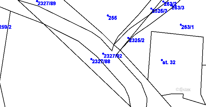 Parcela st. 2327/92 v KÚ Telecí, Katastrální mapa