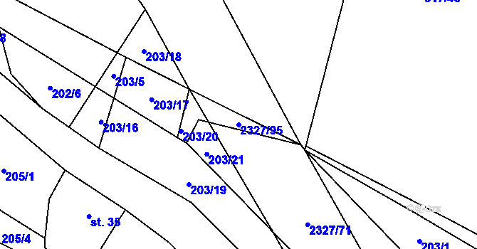Parcela st. 2327/95 v KÚ Telecí, Katastrální mapa